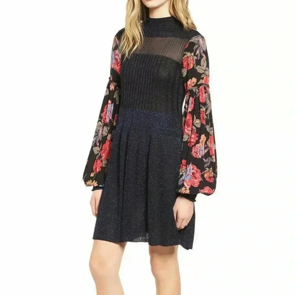 Free People Black Rose & Shine Lightweight Knit Dress SIZE XS PREOWNED - Picture 4 of 4